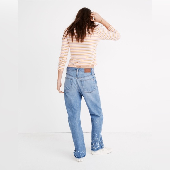 Madewell The Dadjean: Bleached Edition High-Rise Light Wash Splatter Jeans 26 - Picture 4 of 16